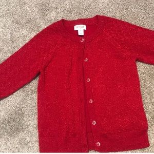 Red knit cardigan for toddler girl